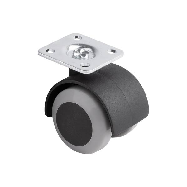 StrongCastors Kolečko s měkčeným běhounem, průměr 40, šedé, s plotničkou