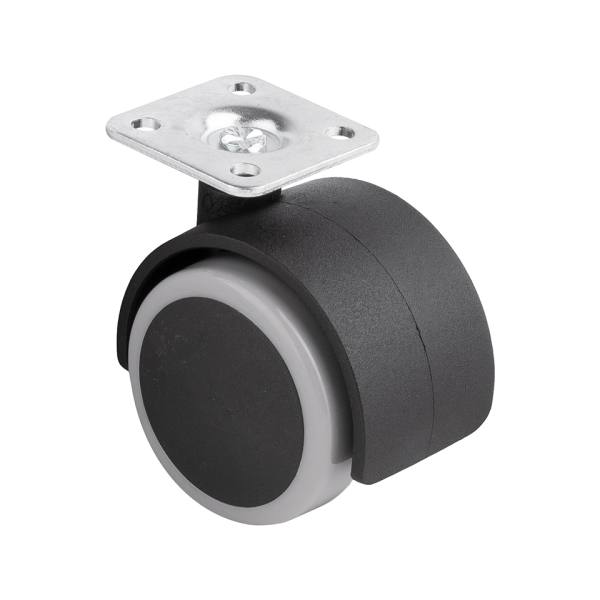 StrongCastors Kolečko s měkčeným běhounem, průměr 50, šedé, s plotničkou