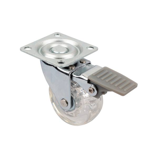 StrongCastors Kolečko TOP-E, průměr 50 mm, transparentní čirá, s brzdou