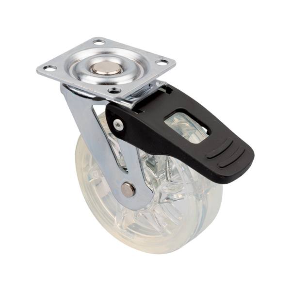 StrongCastors Kolečko TOP, průměr 75 mm, transparentní čirá, s brzdou