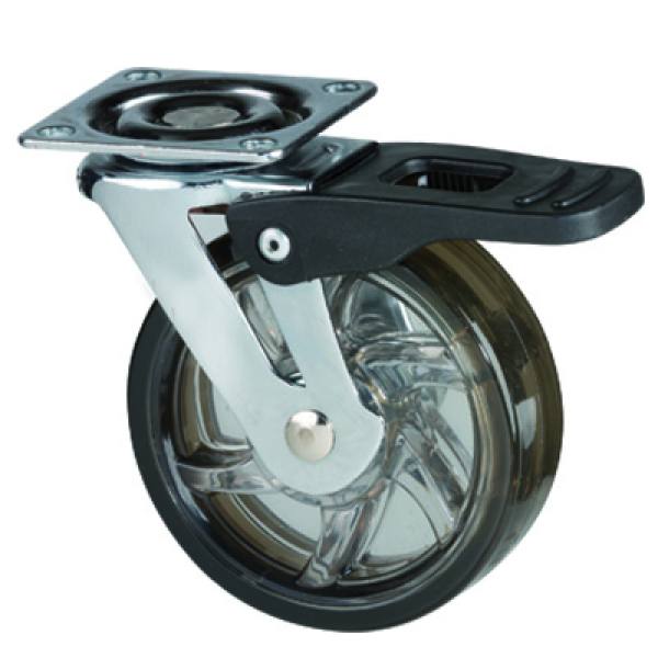 StrongCastors Kolečko TOP, průměr 75 mm, transparentní tmavá, s brzdou