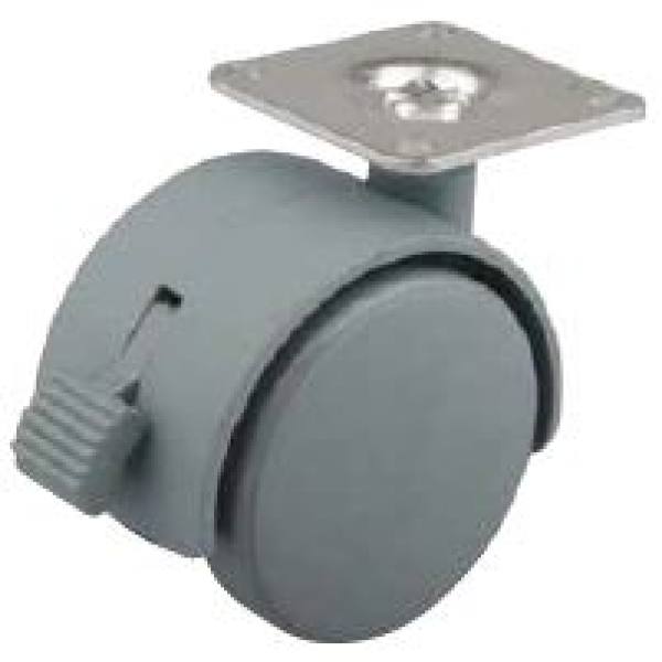 StrongCastors Kolečko 40 mm, šedé, plotnička, brzda