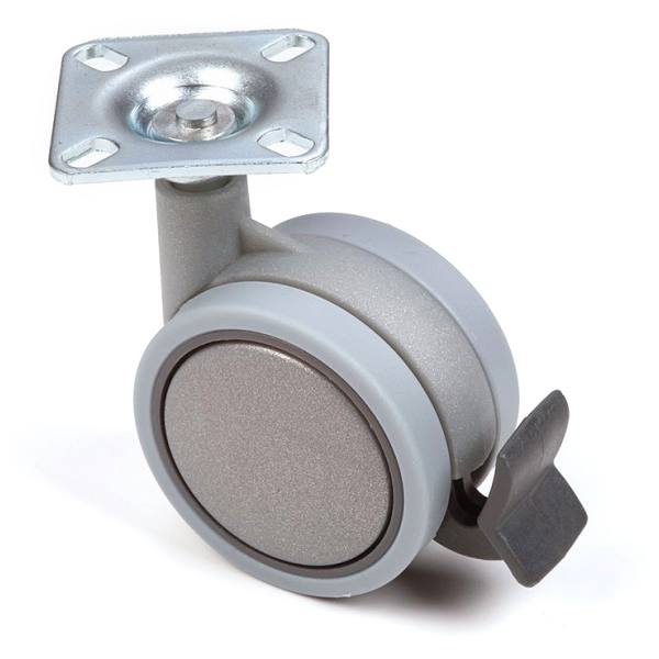 StrongCastors Kolečko 60 mm s měkčeným běhounem a brzdou