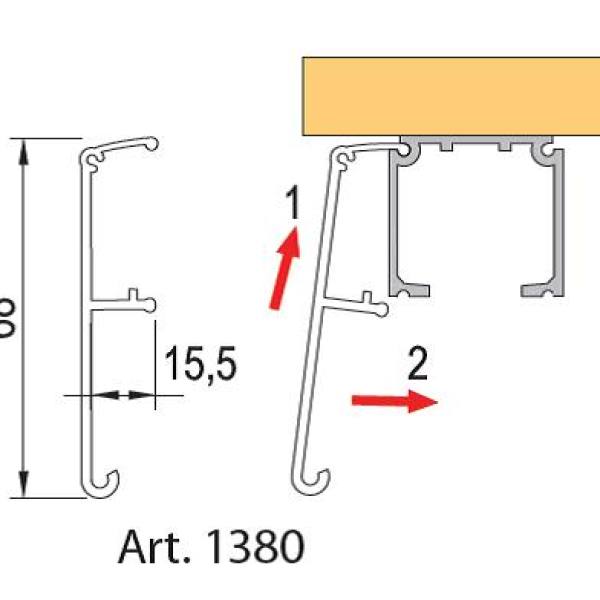 TERNO interiérové posuvné dveře 40-120kg, krycí profil stříbrný 1380/A/S 3m