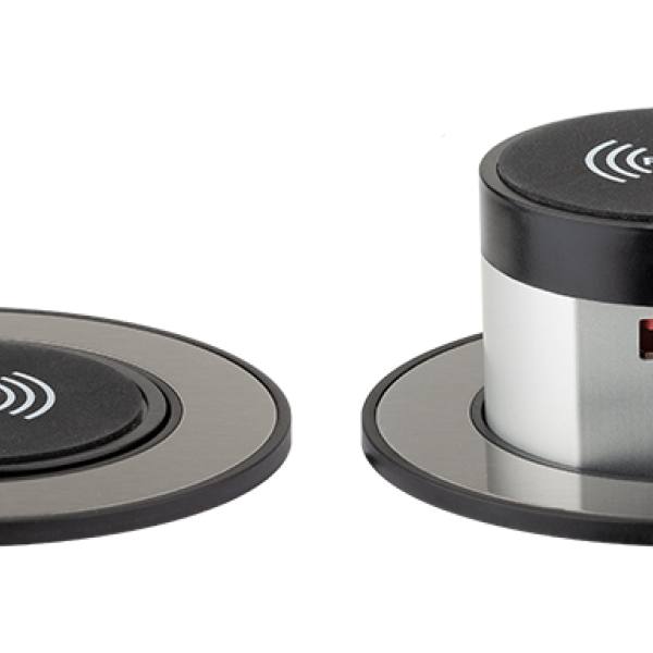 StrongPower PowerUp 1x USB A/C nabíječka + bezdrátová nabíj. 10W, imitace nerezi