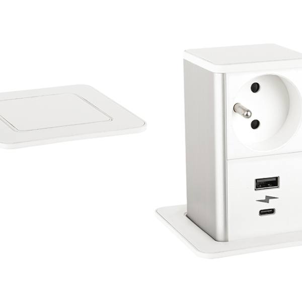 StrongPower PowerUp zásuvka, 1x230V, USB A/C nabíjecí, Bílá, Fr