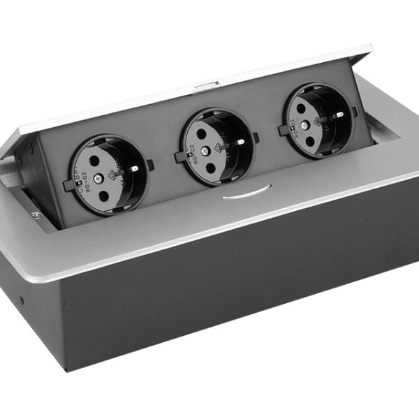 StrongPower Elektrická zásuvka 3x230V, Schuko, stříbrná