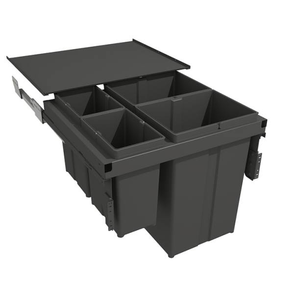 GOLLINUCCI Sorter 580 EVO, 600 mm, 2x29l + 2x8l, šedé, vč. výsuvů a víka