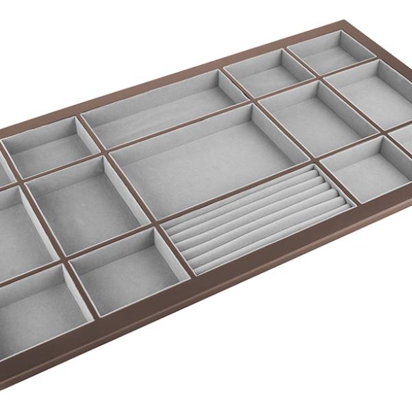 StrongWire organizér na šperky s rámem a tlumeným výsuvem, 900 mm, hnědý