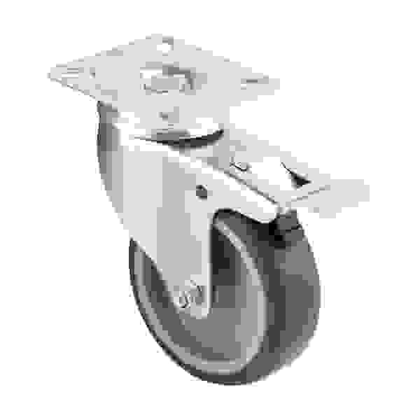 StrongCastors Kolečko light duty 75/70 měkčený běhoun, s brzdou