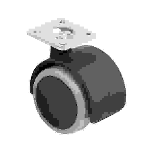 StrongCastors Kolečko s měkčeným běhounem, průměr 50, šedé, s plotničkou