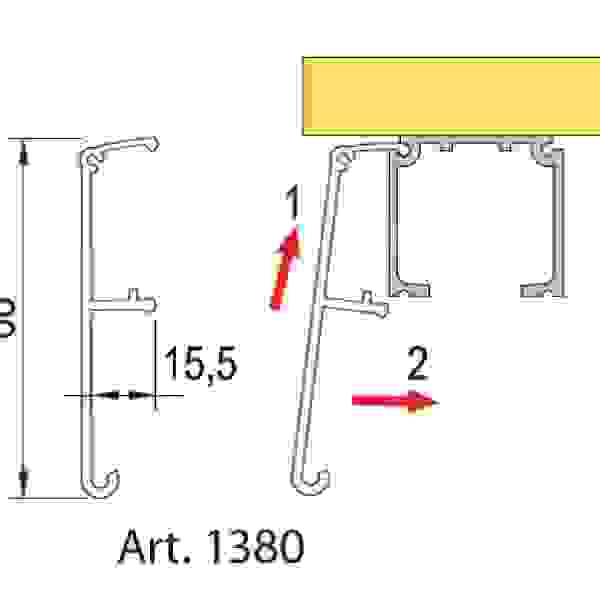 TERNO interiérové posuvné dveře 40-120kg, krycí profil stříbrný 1380/A/S 3m
