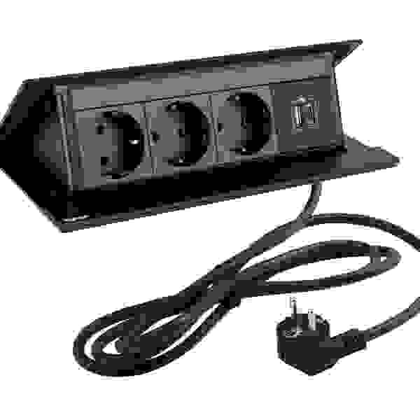 LEGRAND PopUp, 3x230V, 1x USB A/C, černá matná, SCHUKO