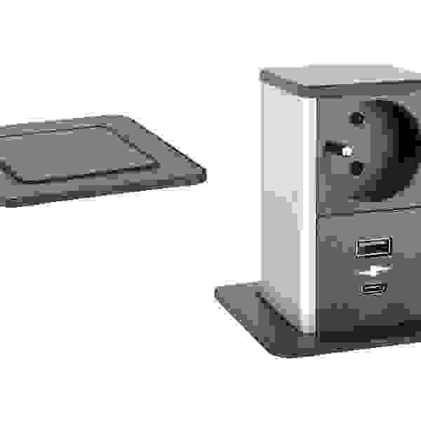StrongPower PowerUp zásuvka, 1x230V, USB A/C nabíjecí, Černá, Fr