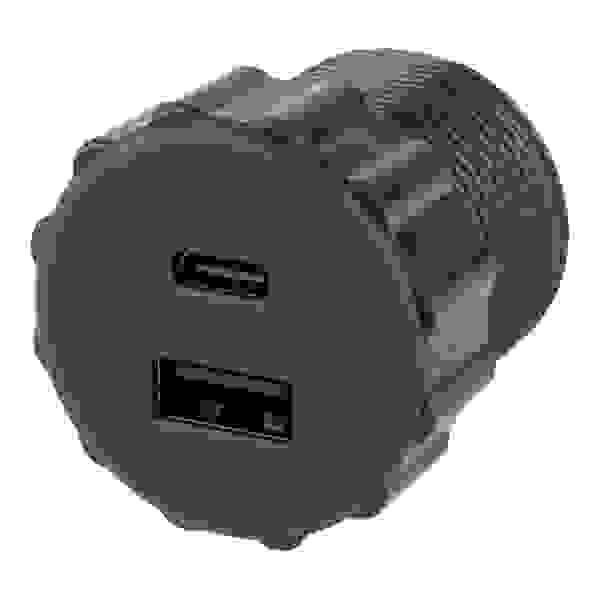 StrongPower USB A/C nabíječka, 2 x nabíjecí výstupy, průměr 35 mm, černá