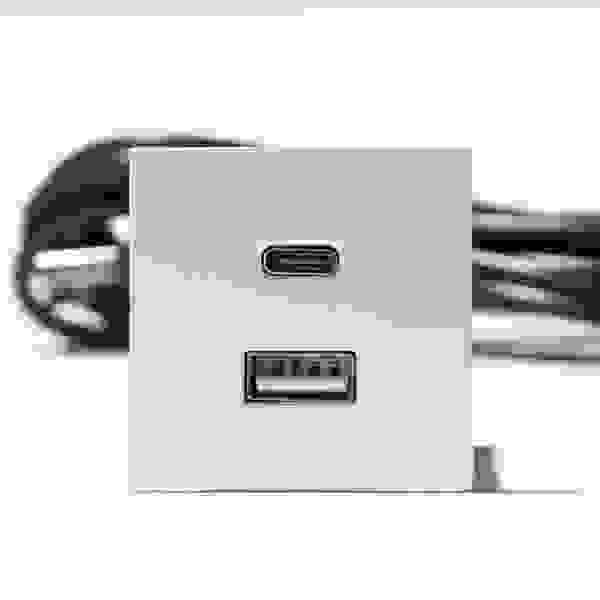 VersaPick, 1x USB A/C, čtverec, bílý mat RAL 9003