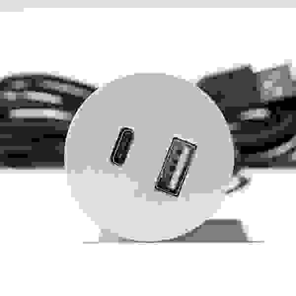 VersaPick, 1x USB A/C, kulatý, bílý mat RAL 9003