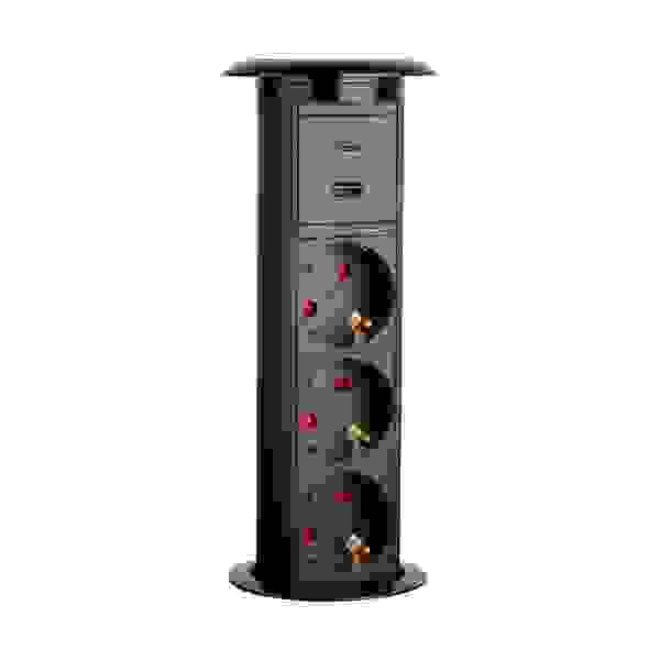 StrongPower elektricky výsuvná zásuvka,3x 230V, USB A+C, bezdrát. nab, černá SCH