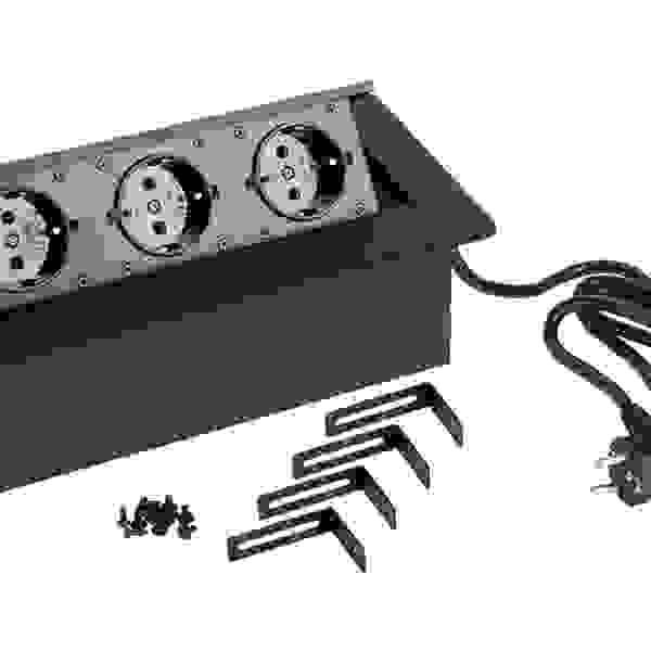 StrongPower Elektrická zásuvka 3x230V, Schuko, černá