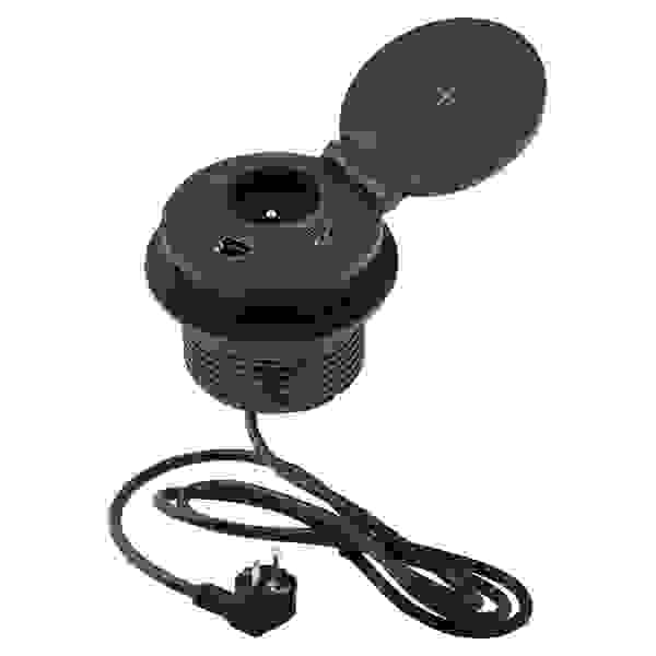 StrongPower El. zásuvka otevírací, 1x230V,1xUSB A/C,bezdr. nab., francouzský typ