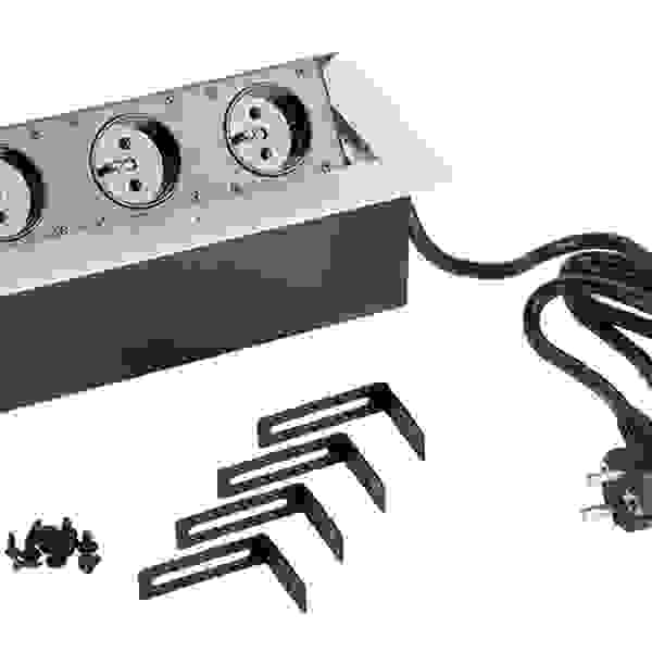 StrongPower Elektrická zásuvka 3x 230V, stříbrná, FR
