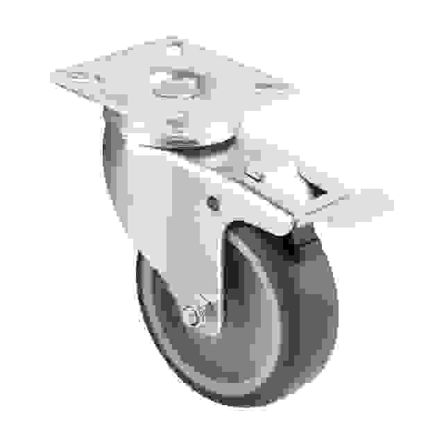 StrongCastors Kolečko light duty 75/70 měkčený běhoun, s brzdou