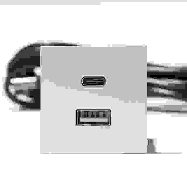 VersaPick, 1x USB A/C, čtverec, bílý mat RAL 9003