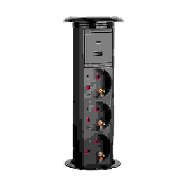 StrongPower elektricky výsuvná zásuvka,3x 230V, USB A+C, bezdrát. nab, černá SCH