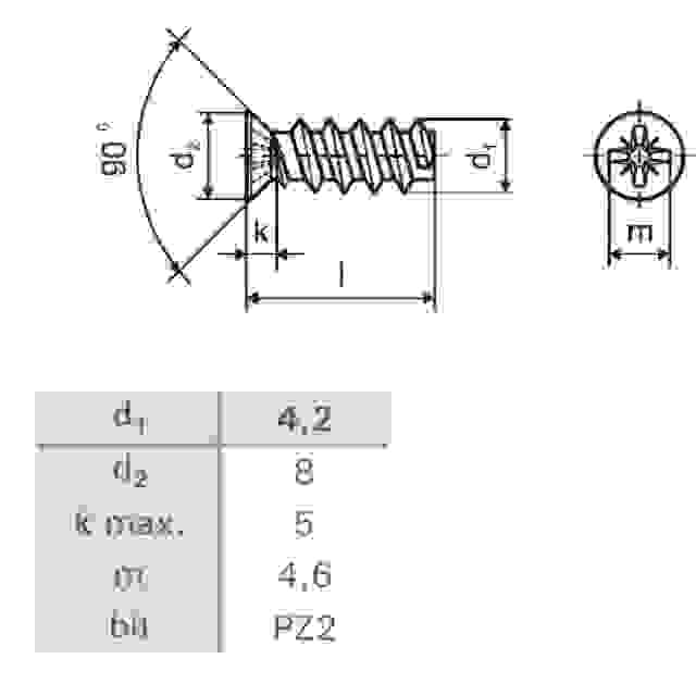 Eurošroub 6,3x13/8 zápustná hlava 8mm PZ2 zinek bílý